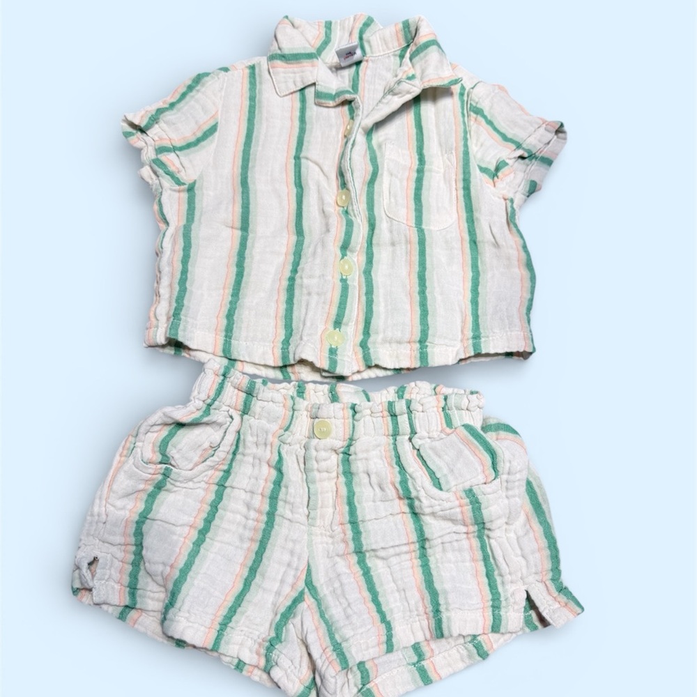 Old Navy Kids Matching Set - Green and White Stripes